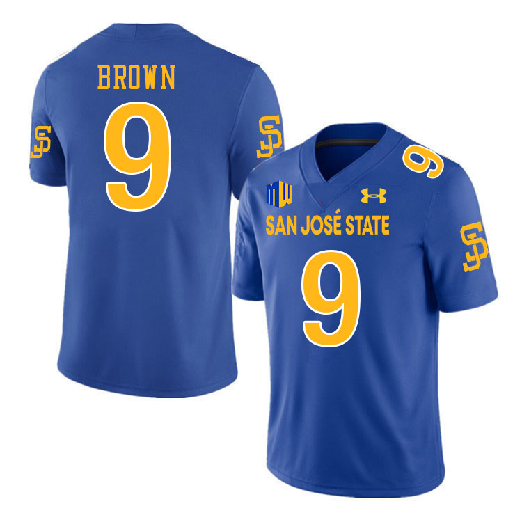 #9 Emmett Brown SJSU Jersey,San Jose State Spartans Football Jersey College Uniforms-Royal